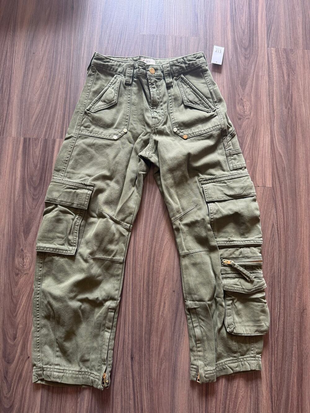 GAP Kids Girls Cargo Utility Pants Olive Green Size 8 NWT Multi Pocket